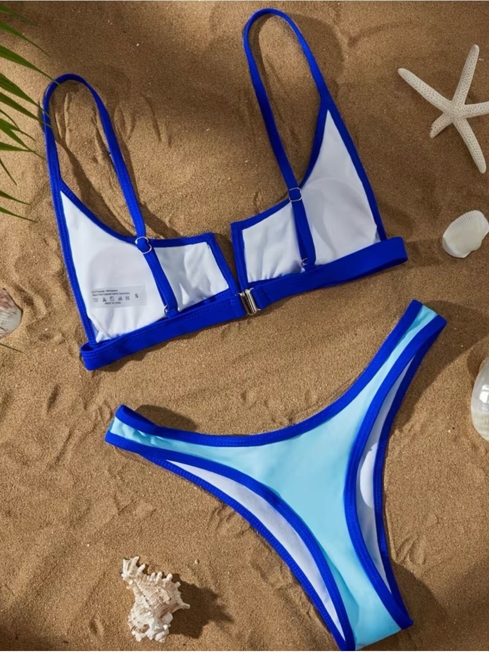 Blue Two Tone V Wire Bikini Set - Picture 2 of 10